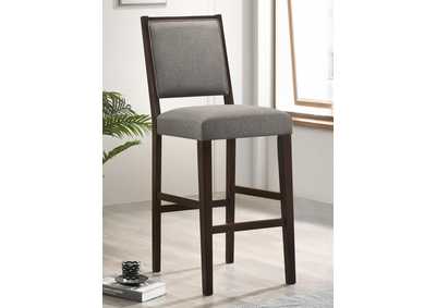 Image for Bedford Upholstered Open Back Bar Stools With Footrest (Set Of 2) Grey And Espresso