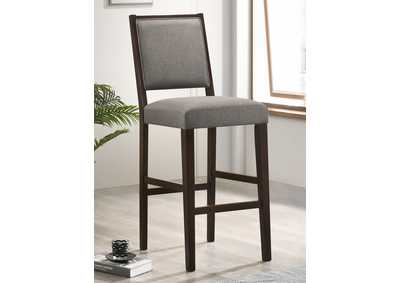 Bedford Upholstered Open Back Bar Stools with Footrest (Set of 2) Grey and Espresso