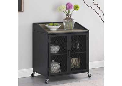 Image for Arlette Wine Cabinet With Wire Mesh Doors Grey Wash And Sandy Black