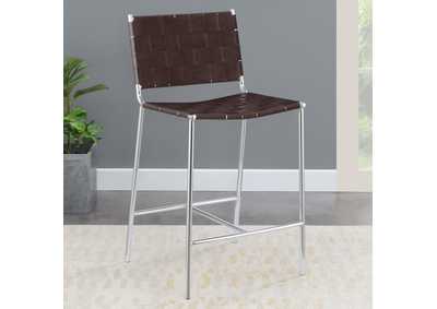 Image for Adelaide Upholstered Counter Height Stool With Open Back Brown And Chrome
