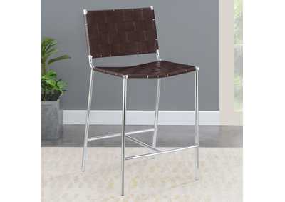 Image for Adelaide Upholstered Counter Height Stool with Open Back Brown and Chrome