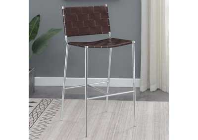 Image for Adelaide Upholstered Bar Stool With Open Back Brown And Chrome