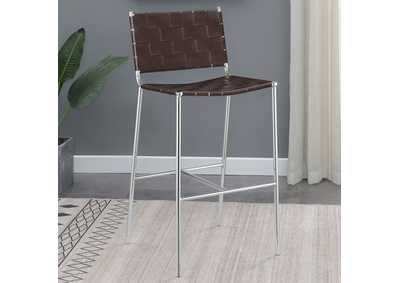 Image for Adelaide Upholstered Bar Stool with Open Back Brown and Chrome