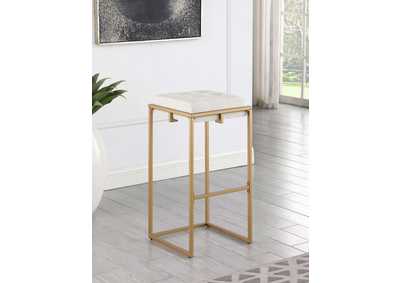 Image for Nadia Square Padded Seat Bar Stool (Set of 2) Beige and Gold