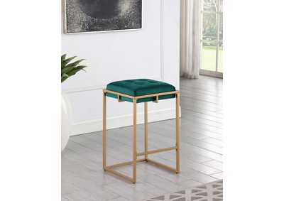 Image for Nadia Square Padded Seat Counter Height Stool (Set Of 2) Hunter Green And Gold