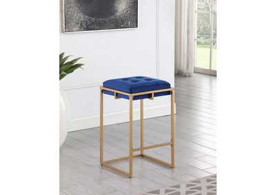Image for Nadia Square Padded Seat Counter Height Stool (Set Of 2) Blue And Gold
