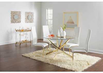 Chanel Modern White And Rustic Brass Side Chair [Set of 4],Coaster Furniture