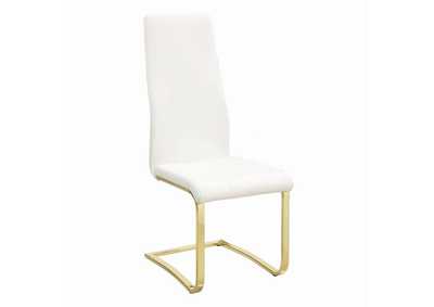 Chanel Modern White And Rustic Brass Side Chair