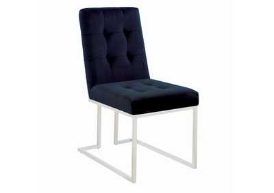 Image for Cisco Upholstered Dining Chairs Ink Blue And Chrome (Set Of 2)
