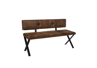 Image for Abbott Upholstered Dining Bench Antique Brown And Matte Black