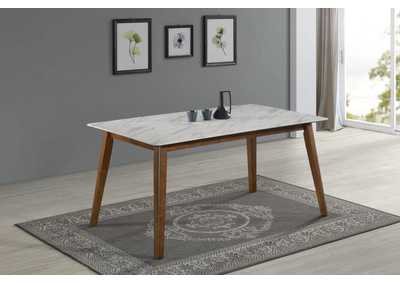 Image for Everett Faux Marble Top Dining Table Natural Walnut And White