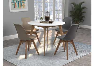 Image for Breckenridge Round Dining Table Matte White and Natural Oak