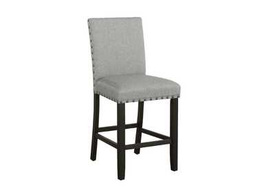 Image for Kentfield Solid Back Upholstered Counter Height Stools Grey And Antique Noir (Set Of 2)