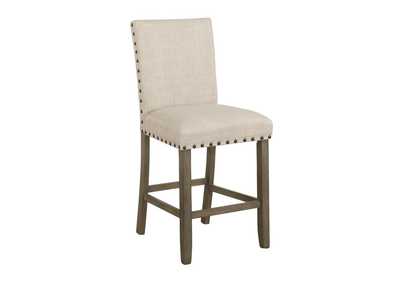 Image for Ralland Upholstered Counter Height Stools With Nailhead Trim Beige (Set Of 2)