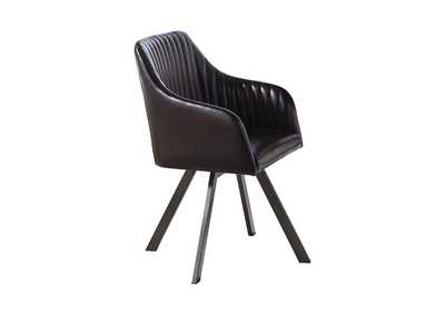 Image for Tufted Sloped Arm Swivel Dining Chair Black And Gunmetal