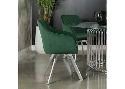 Veena Channeled Back Swivel Dining Chair Green