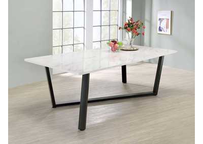 Image for Mayer Rectangular Dining Table Faux White Marble and Gunmetal