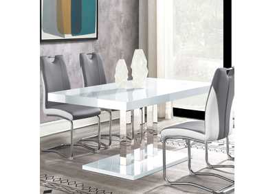 Image for Brooklyn Rectangular Dining Table White High Gloss and Chrome