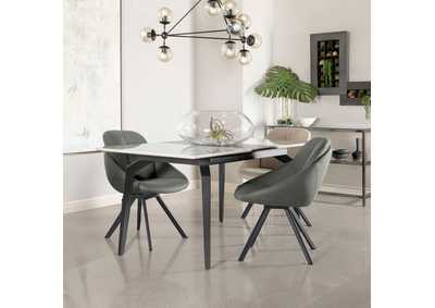 Mina Rectangular Dining Table Grey Ceramic and Sandy Black