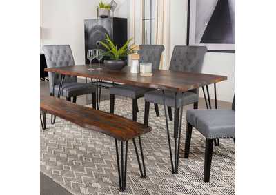Neve Live-edge Dining Table with Hairpin Legs Sheesham Grey and Gunmetal,Coaster Furniture