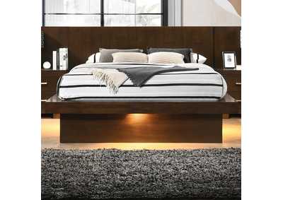 Jessica California King Platform Bed With Rail Seating Cappuccino