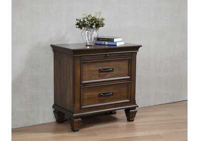 Franco 2-drawer Nightstand with Pull Out Tray Burnished Oak