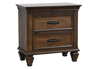 Franco 2-drawer Nightstand with Pull Out Tray Burnished Oak,Coaster Furniture