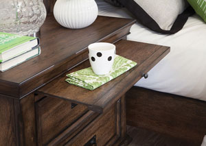 Burnished Oak Franco Two-Drawer Nightstand With Tray