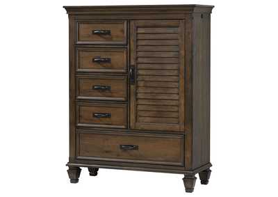 Franco 5-drawer Door Chest Burnished Oak,Coaster Furniture