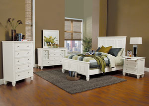 Image for Sandy Beach White Eastern King Bed w/Dresser, Mirror and Nightstand