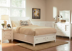 Sandy Beach White Queen Bed w/Dresser & Mirror