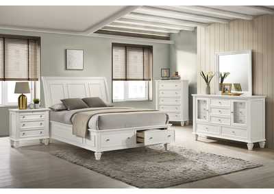 Sandy Beach California King Storage Sleigh Bed White,Coaster Furniture
