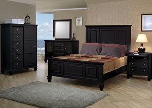 Sandy Beach Black Queen Bed w/Dresser & Mirror