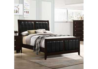 Carlton Full Upholstered Panel Bed Cappuccino and Black