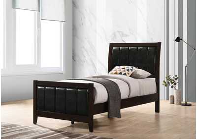 Image for Carlton 4 - piece Twin Upholstered Bedroom Set Cappuccino and Black
