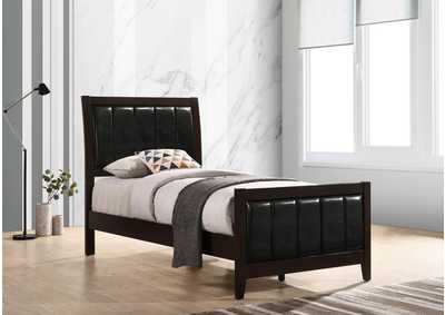 Carlton Twin Upholstered Panel Bed Cappuccino and Black