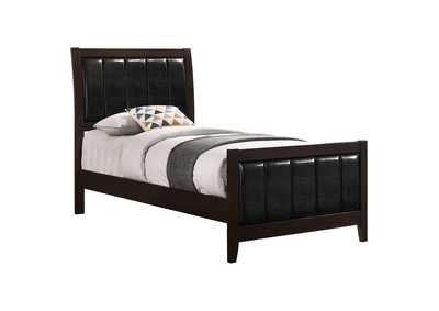 Carlton Twin Upholstered Panel Bed Cappuccino and Black,Coaster Furniture