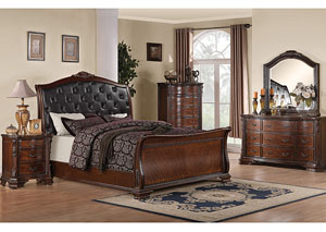 Image for Maddison Black & Brown Cherry King Bed, Dresser, Mirror & Nightstand