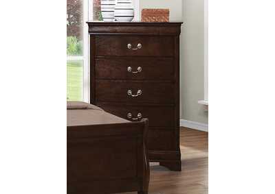Louis Philippe 5-Drawer Chest With Silver Bails Cappuccino Hot Buys  Furniture