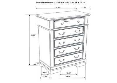 Cambridge 5-drawer Rectangular Chest Cappuccino,Coaster Furniture