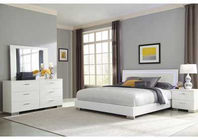 Felicity Bedroom Set With Led Light Headboard Glossy White