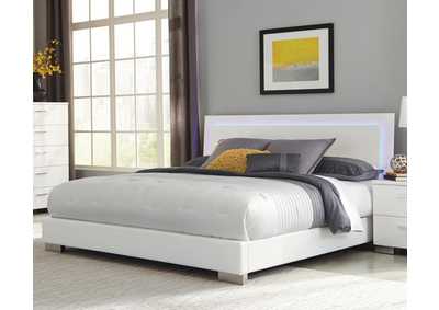 Image for Felicity California King Panel Bed with LED Lighting Glossy White