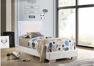 Image for Felicity Twin Panel Bed with LED Lighting Glossy White