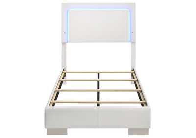 Felicity Twin Panel Bed with LED Lighting Glossy White,Coaster Furniture