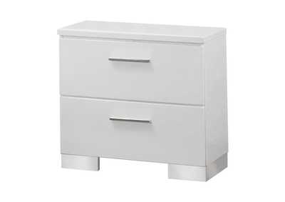 Felicity 2-Drawer Nightstand Glossy White,Coaster Furniture