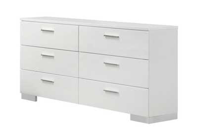 Felicity 6-drawer Dresser Glossy White,Coaster Furniture