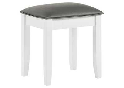Image for Felicity Upholstered Vanity Stool Metallic And Glossy White