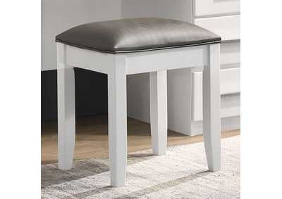 Image for Felicity Upholstered Vanity Stool Metallic and Glossy White