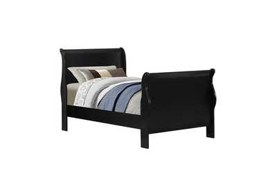 Louis Philippe Traditional Black Sleigh Twin Bed