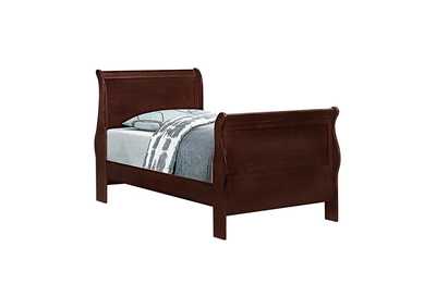 Image for Louis Philippe Traditional Red Brown Sleigh Twin Bed